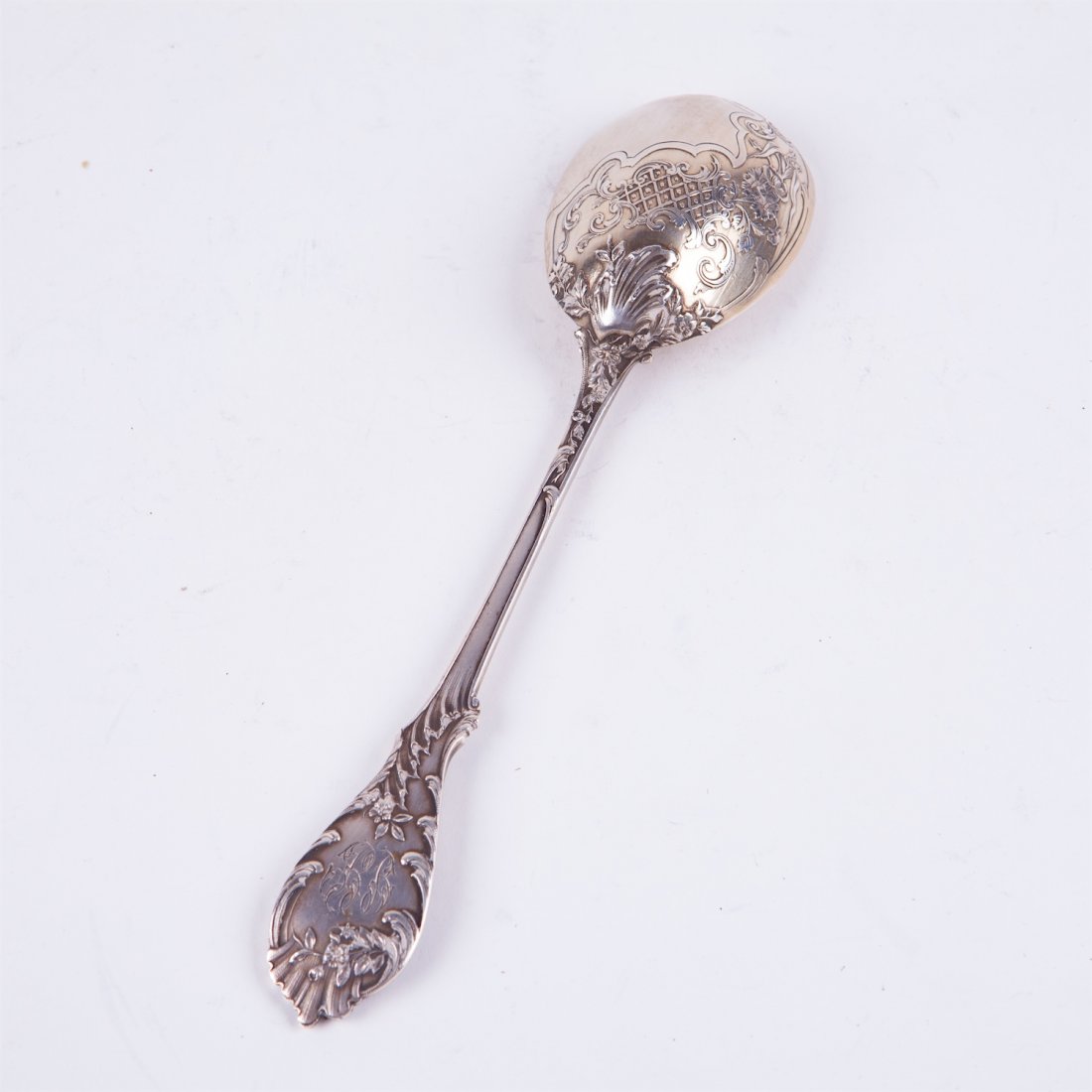 French solid silver serving spoon. — image 1