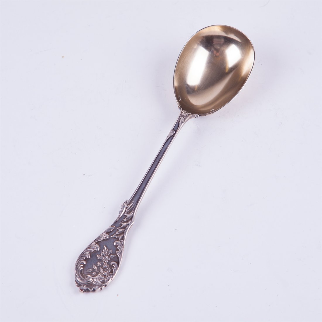 French solid silver serving spoon. — image 2