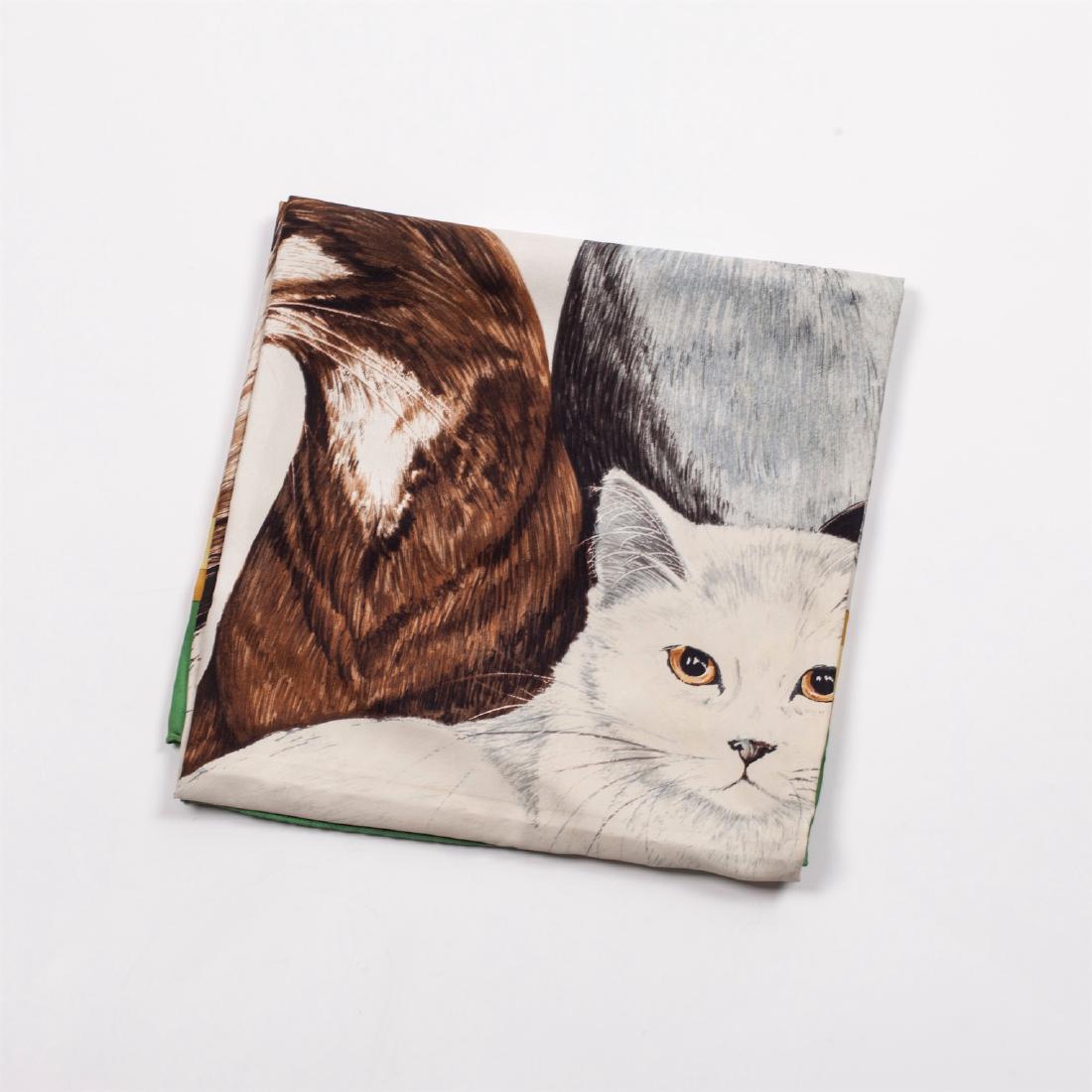 Rare Hermes "Les Chats" silk (jacquard) scarf. 1985 — image 2