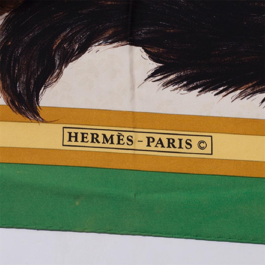 Rare Hermes "Les Chats" silk (jacquard) scarf. 1985 — image 3