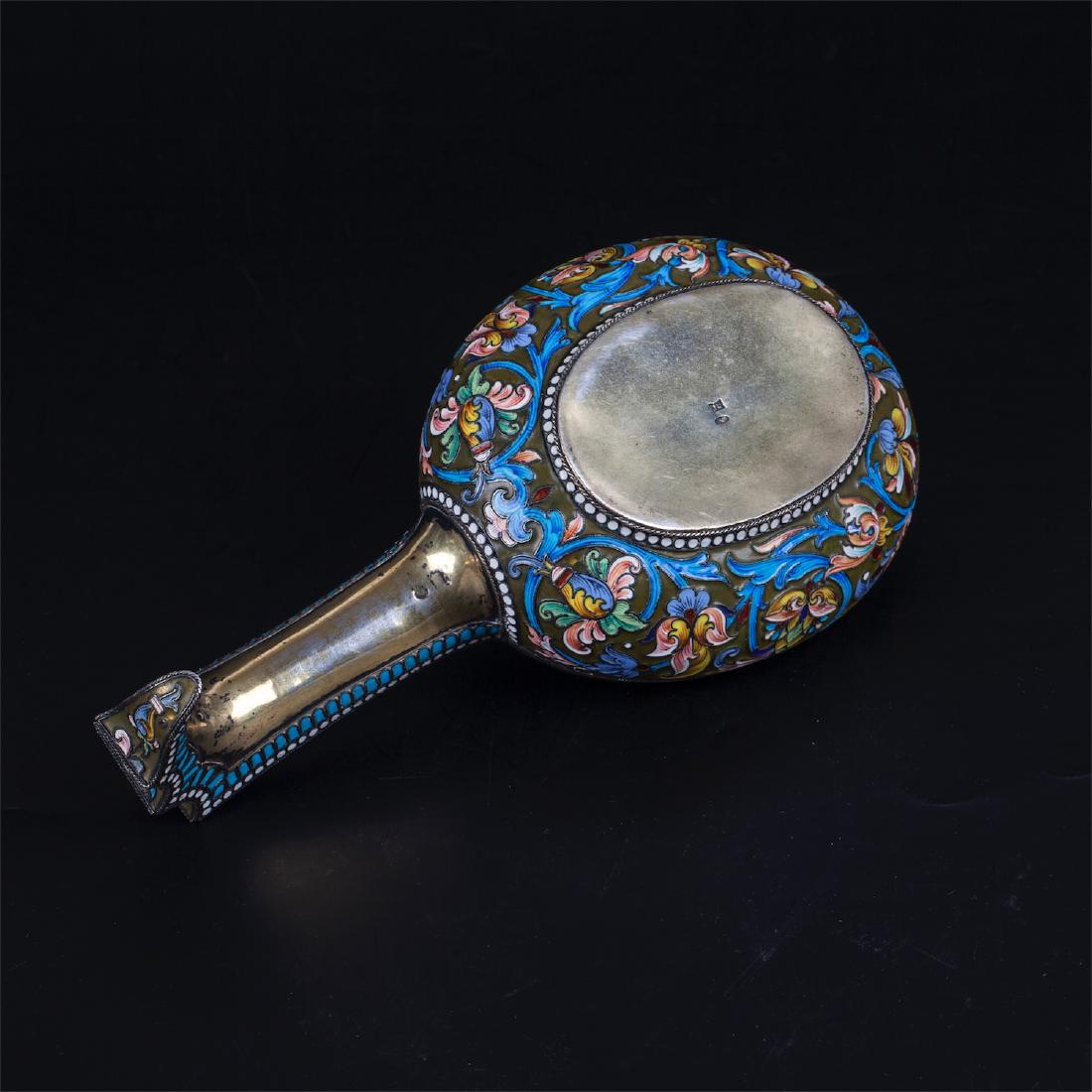 Russian silver and enamel kovsh with peacocks — image 7