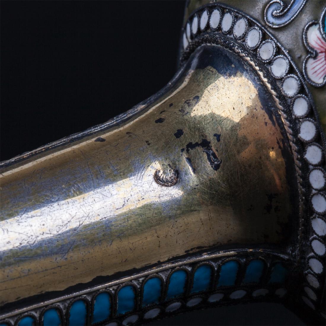 Russian silver and enamel kovsh with peacocks — image 9