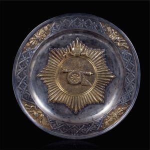 Russian silver presentation platter with millitary — image 1