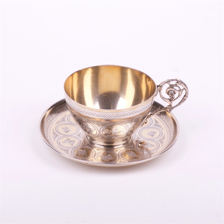 Silver the saucer with the cup. French, — image 1