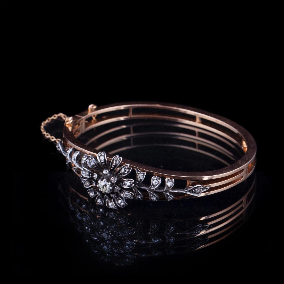 Antique gold,18K bracelet with old diamonds — image 1