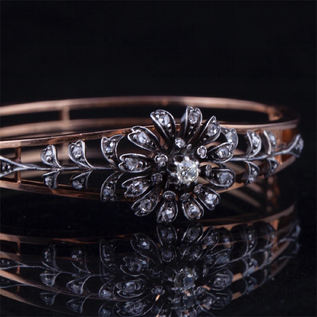 Antique gold,18K bracelet with old diamonds — image 2