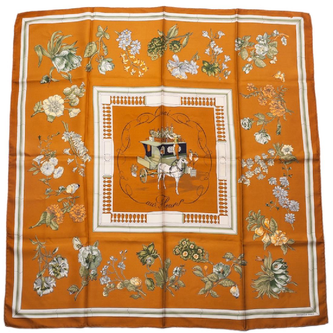 Hermes "Quai aux fleurs" silk scarf. 1952 — image 1