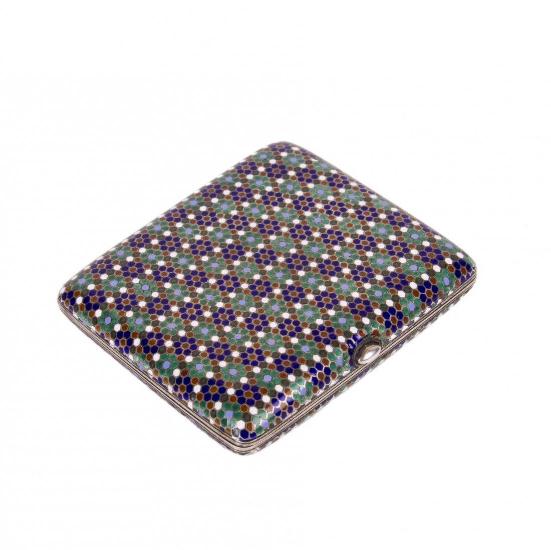 Russian silver and cloisonne enamel cigarette case — image 1