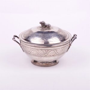 Silver vegetable dish with pot. — image 1