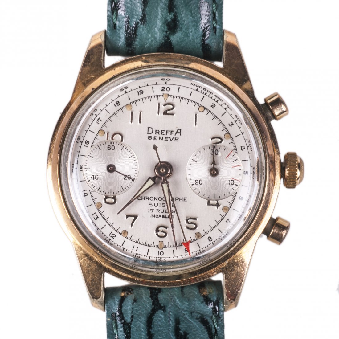 "Dreffa Geneve" gilded chronograph wristwatch — image 1