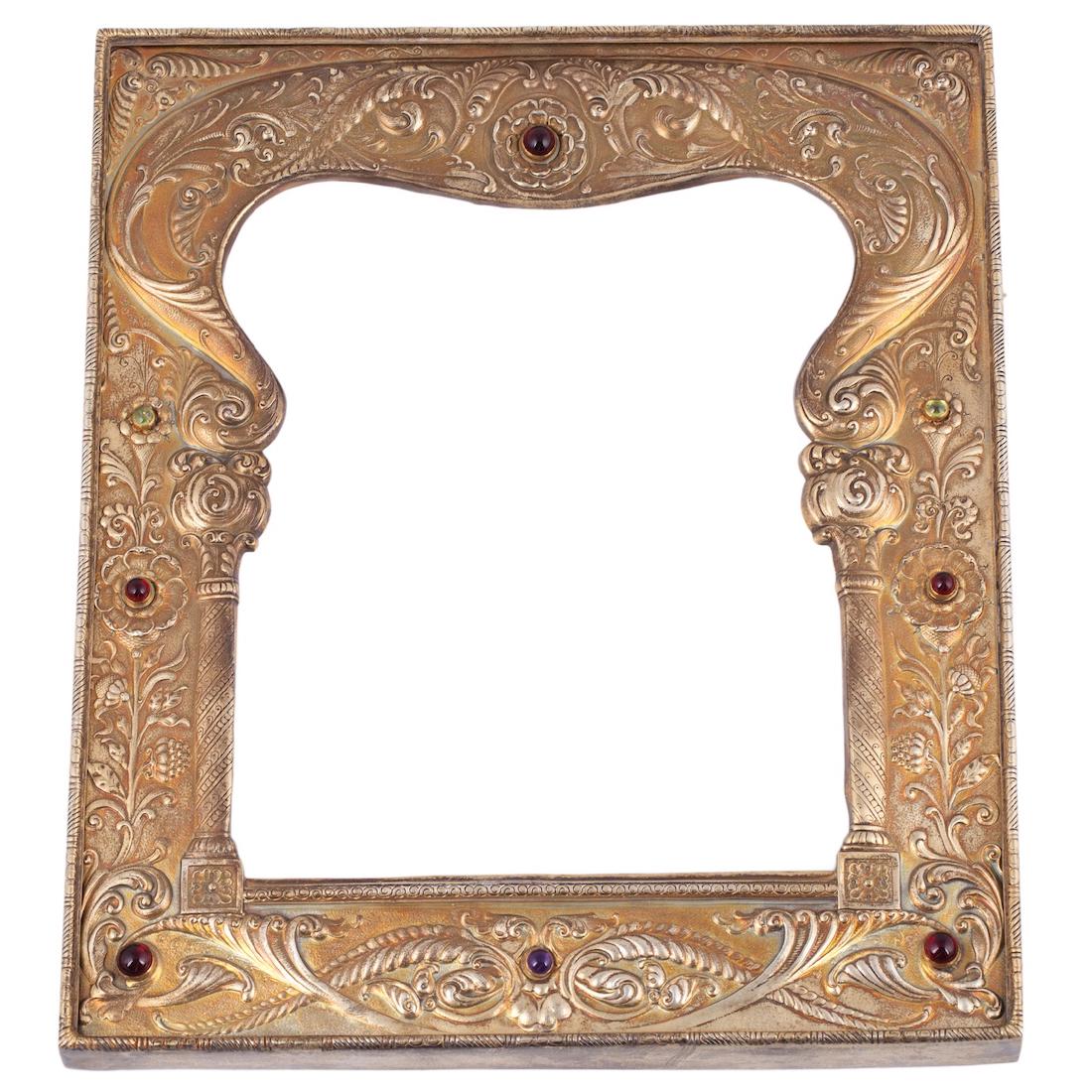 Massive Russian gem-set and silver-gilt icon riza — image 1