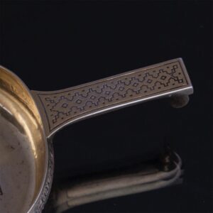 Russian silver and niello kovsh with a proverb — image 4