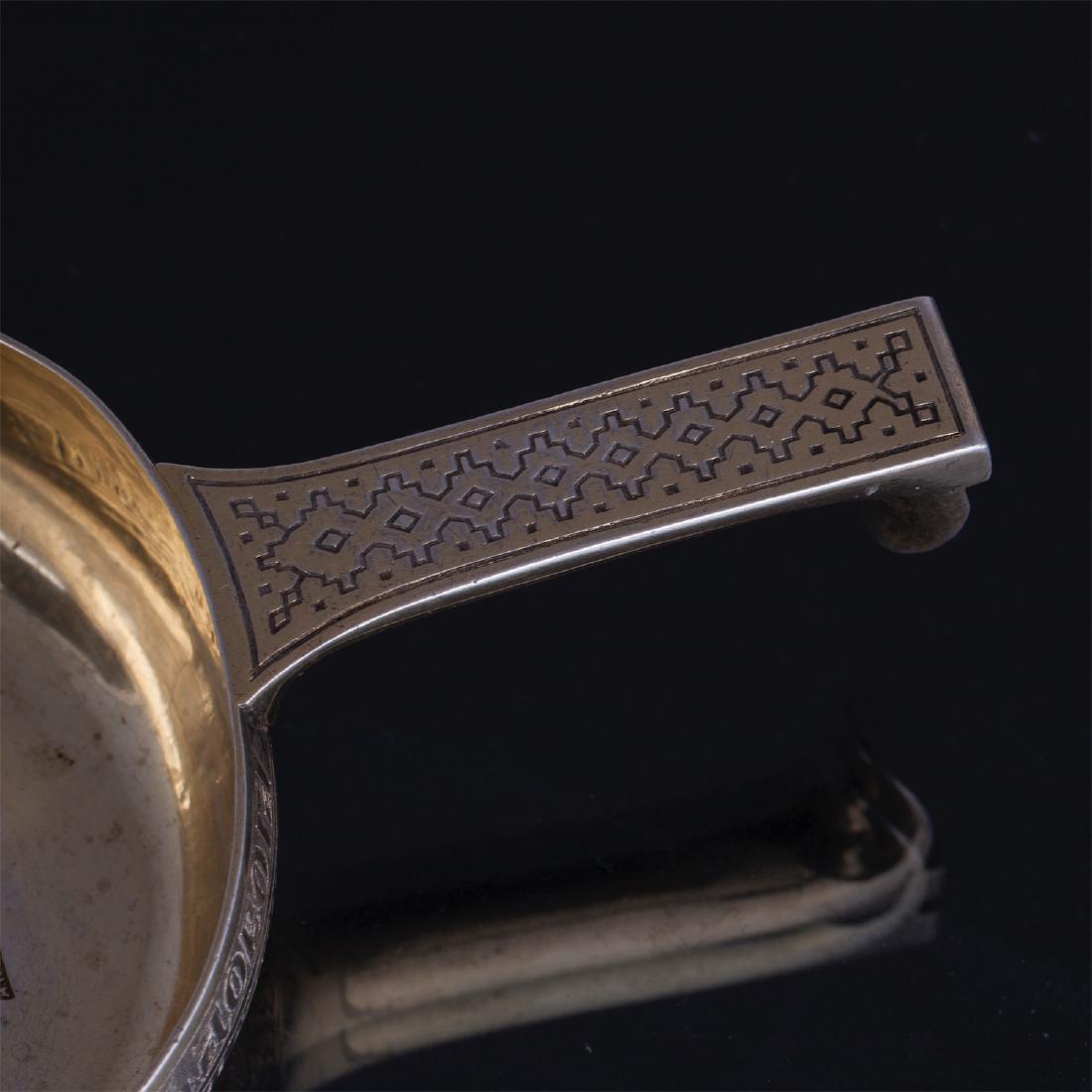 Russian silver and niello kovsh with a proverb — image 4