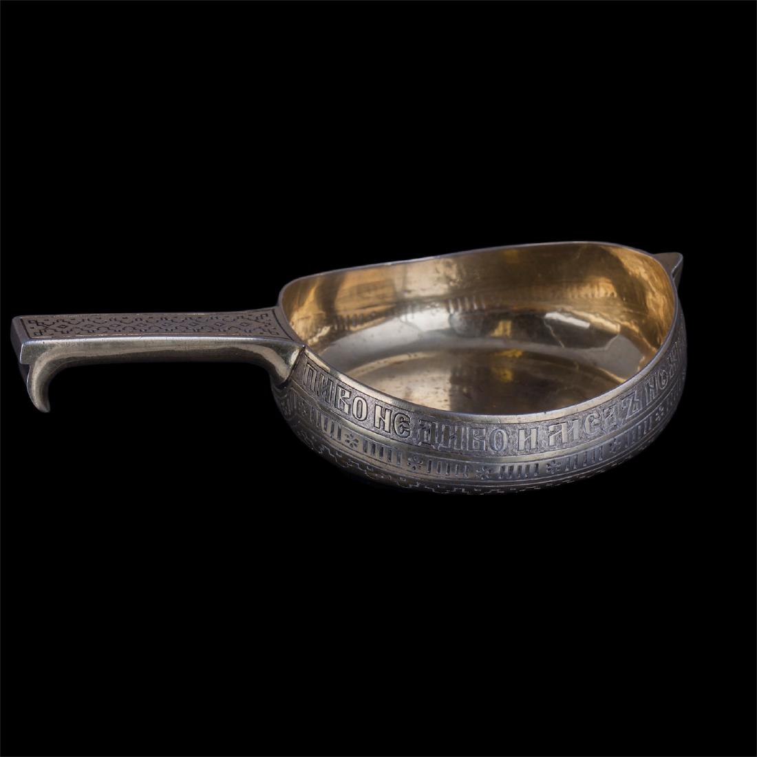 Russian silver and niello kovsh with a proverb — image 5