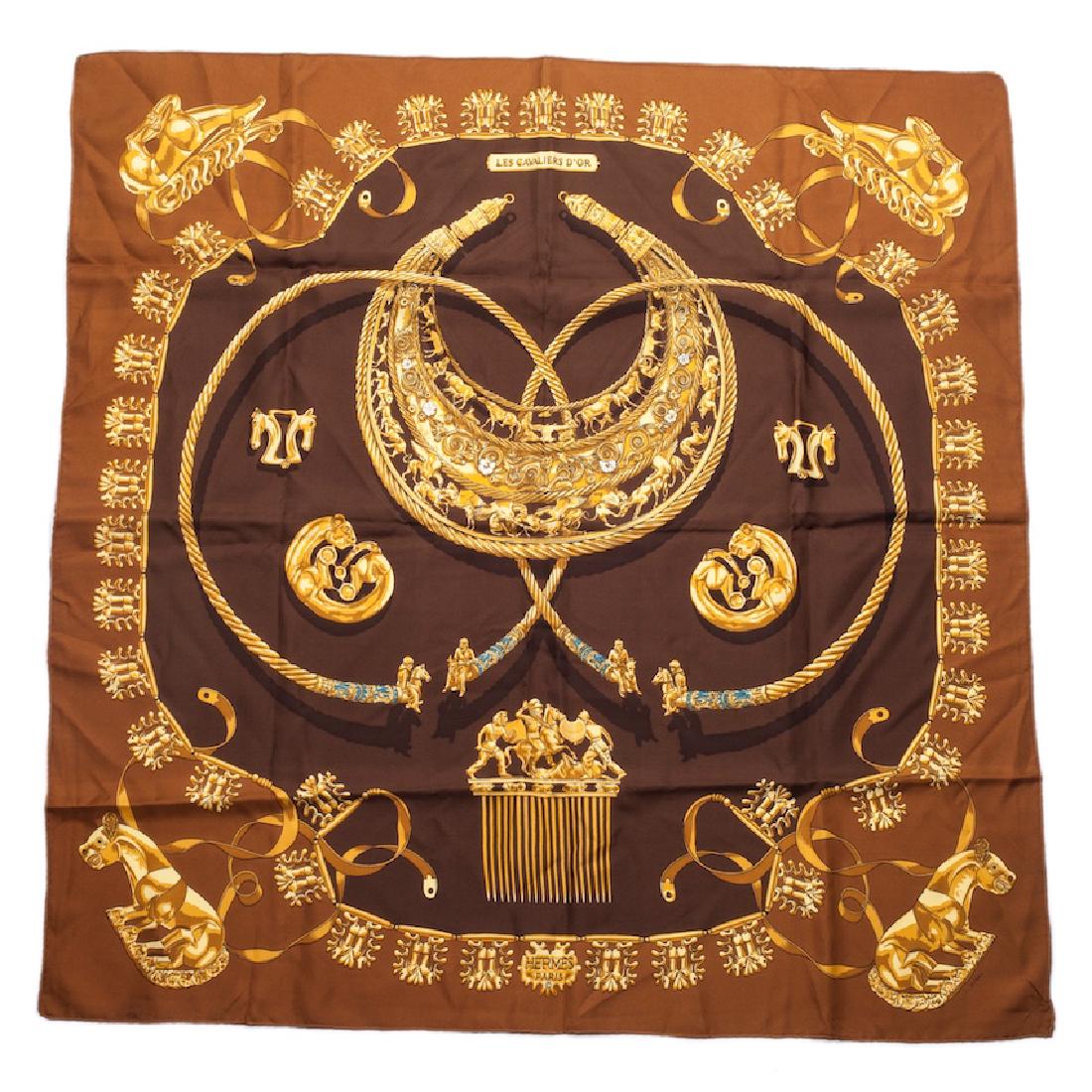 Hermes "Les cavaliers d'or" silk scarf. 1991. — image 1