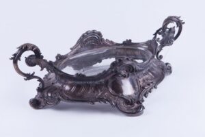 Huge solid silver fruit bowl with glass. — image 1