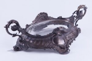 Huge solid silver fruit bowl with glass. — image 2