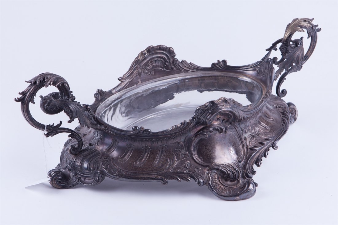 Huge solid silver fruit bowl with glass. — image 2