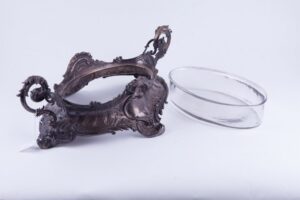 Huge solid silver fruit bowl with glass. — image 4