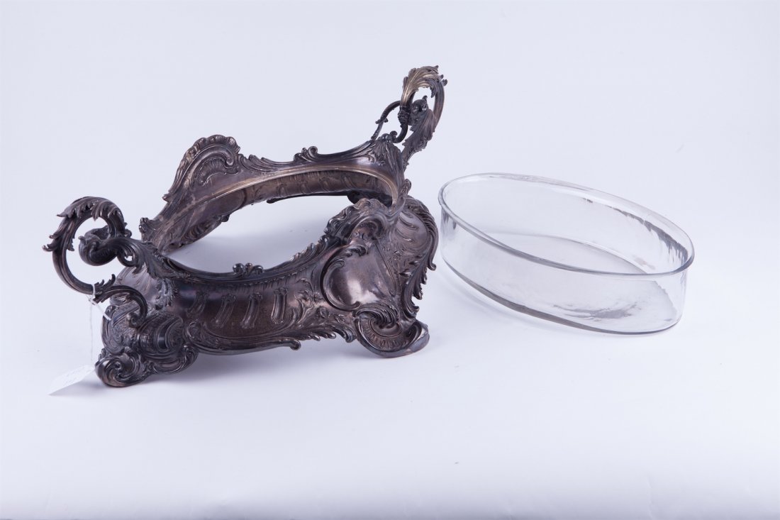 Huge solid silver fruit bowl with glass. — image 4