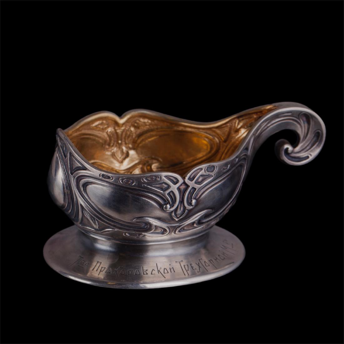 Rare Russian Art Nouveau silver kovsh — image 4