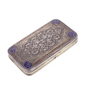 Russian silver engraving and cloisonne enamel cigarette — image 1