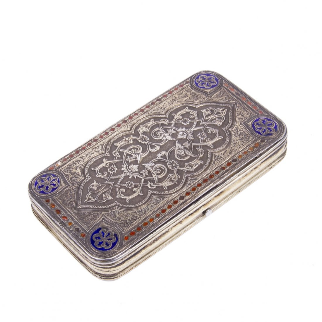 Russian silver engraving and cloisonne enamel cigarette — image 1