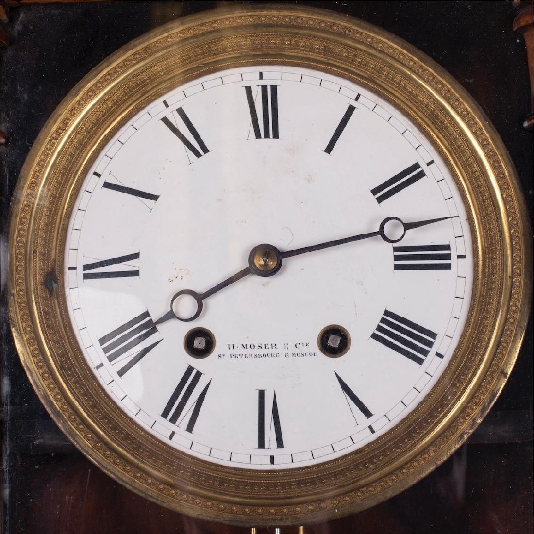 Russian wood, brass and enamel cartel clock — image 2
