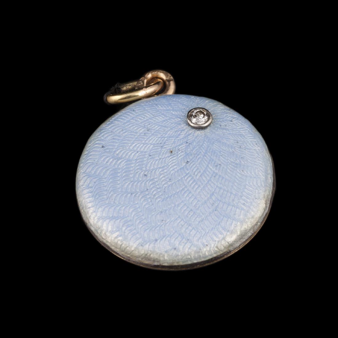 Antique gold, 56 and silver pendant with diamond and — image 1