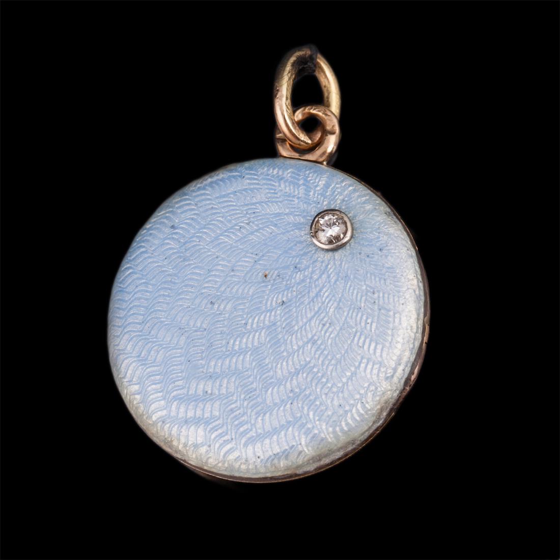 Antique gold, 56 and silver pendant with diamond and — image 2