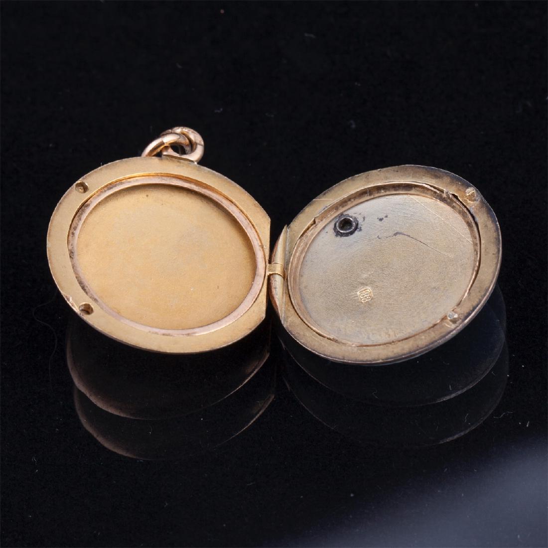 Antique gold, 56 and silver pendant with diamond and — image 6