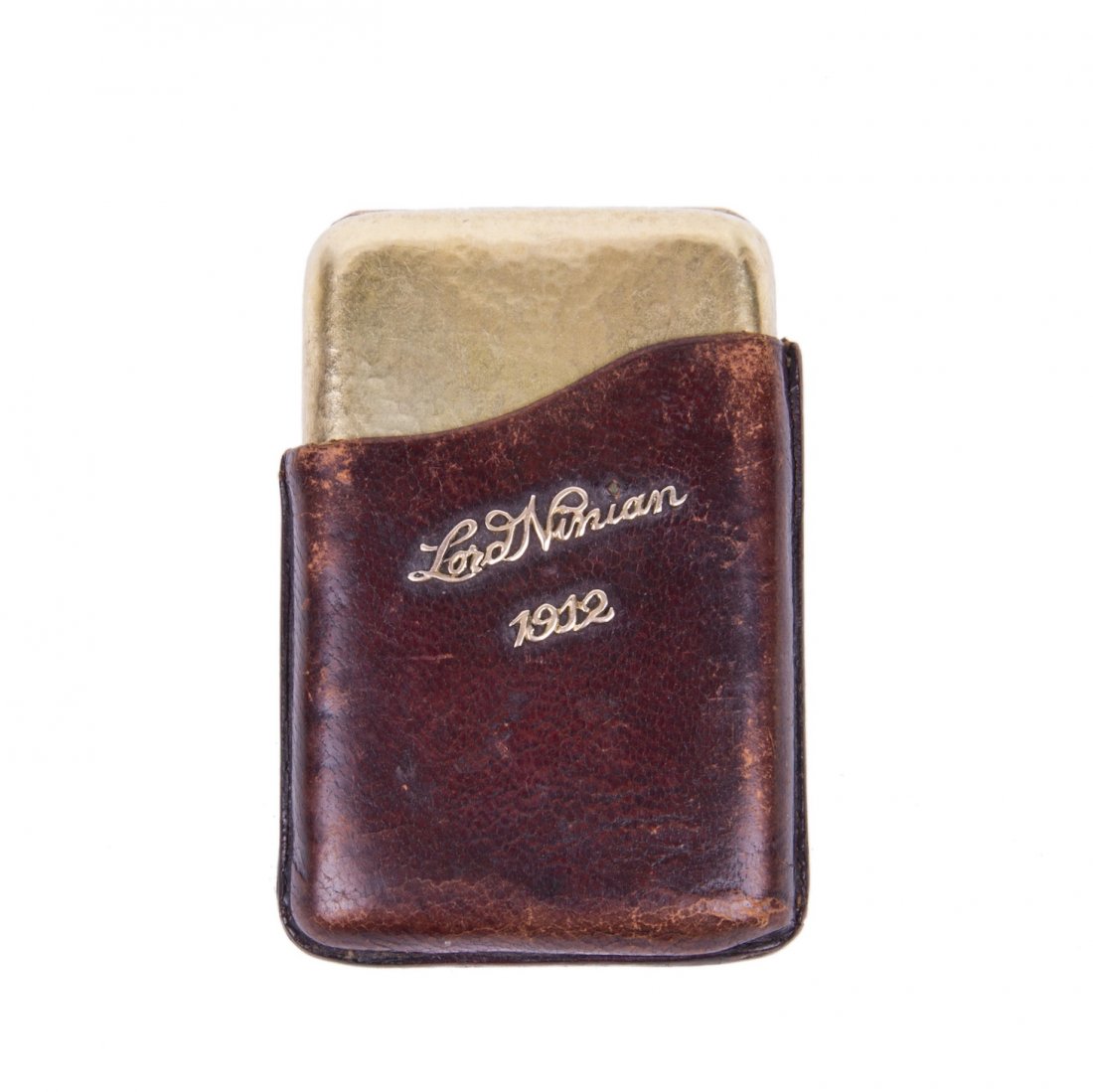 Faberge "samorodok" gold cigarette case in leather case — image 1