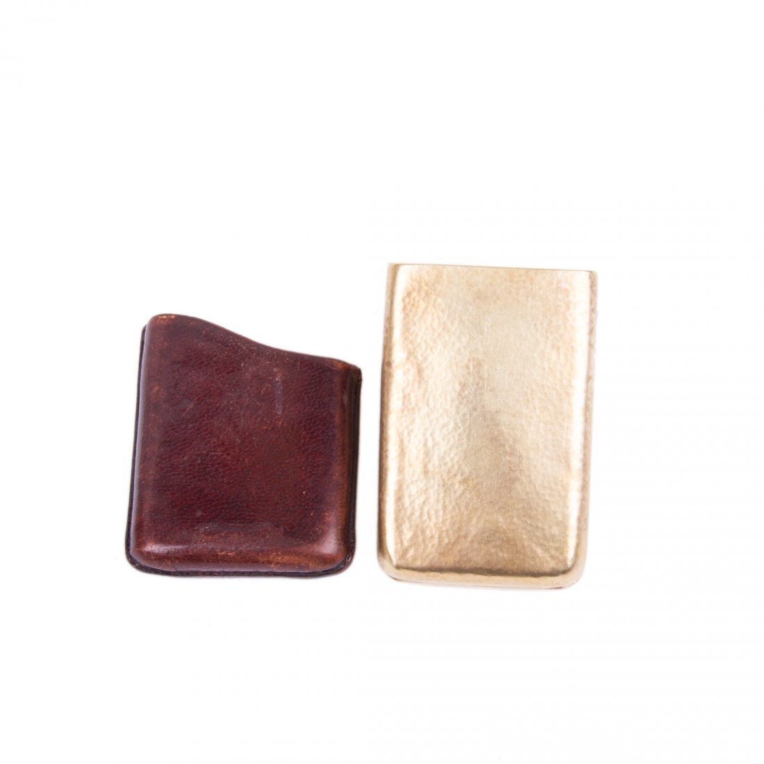 Faberge "samorodok" gold cigarette case in leather case — image 2