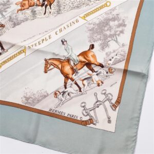Rare Hermes "Sportsmen" silk scarf. 1970 — image 3