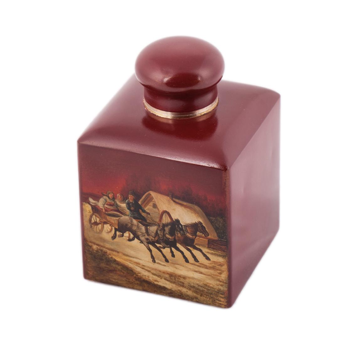 Russian silver and lacquer tea caddy — image 1