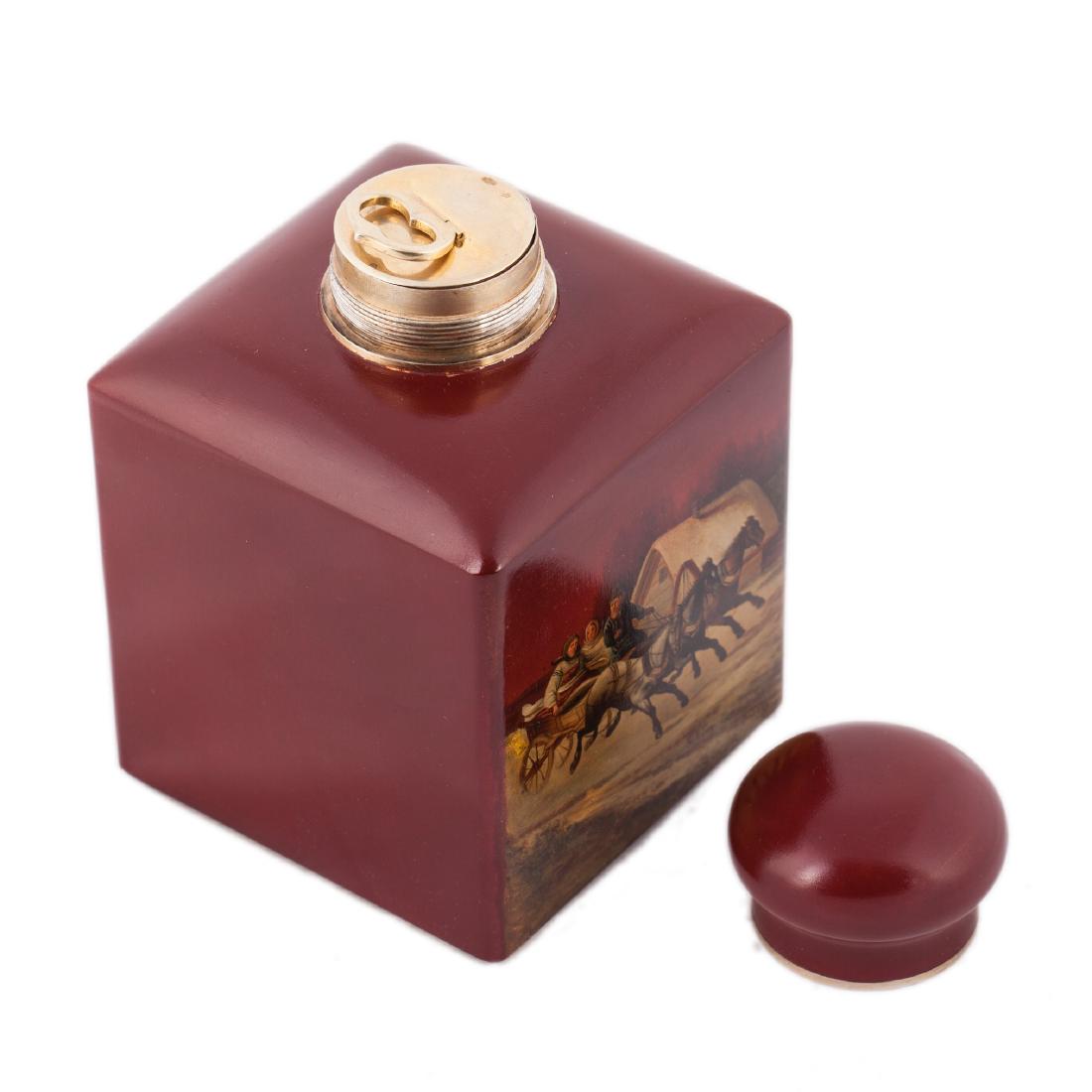 Russian silver and lacquer tea caddy — image 4