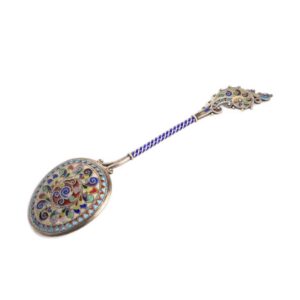 Russian silver plique-a-jour spoon. — image 2