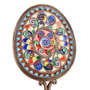 Russian silver plique-a-jour spoon. — image 3