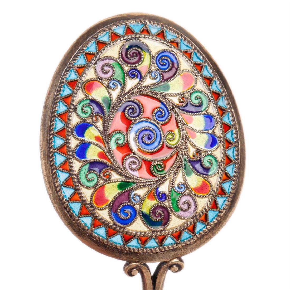 Russian silver plique-a-jour spoon. — image 3