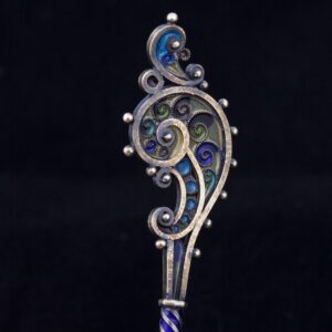 Russian silver plique-a-jour spoon. — image 4