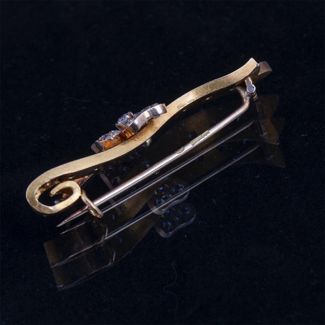 Antiqur gold, 56 brooch with diamonds — image 3