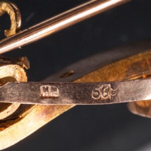 Antiqur gold, 56 brooch with diamonds — image 5