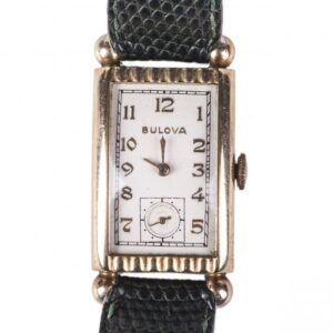 Bulova 14K gold filled rectangular men's wristwatch — image 1
