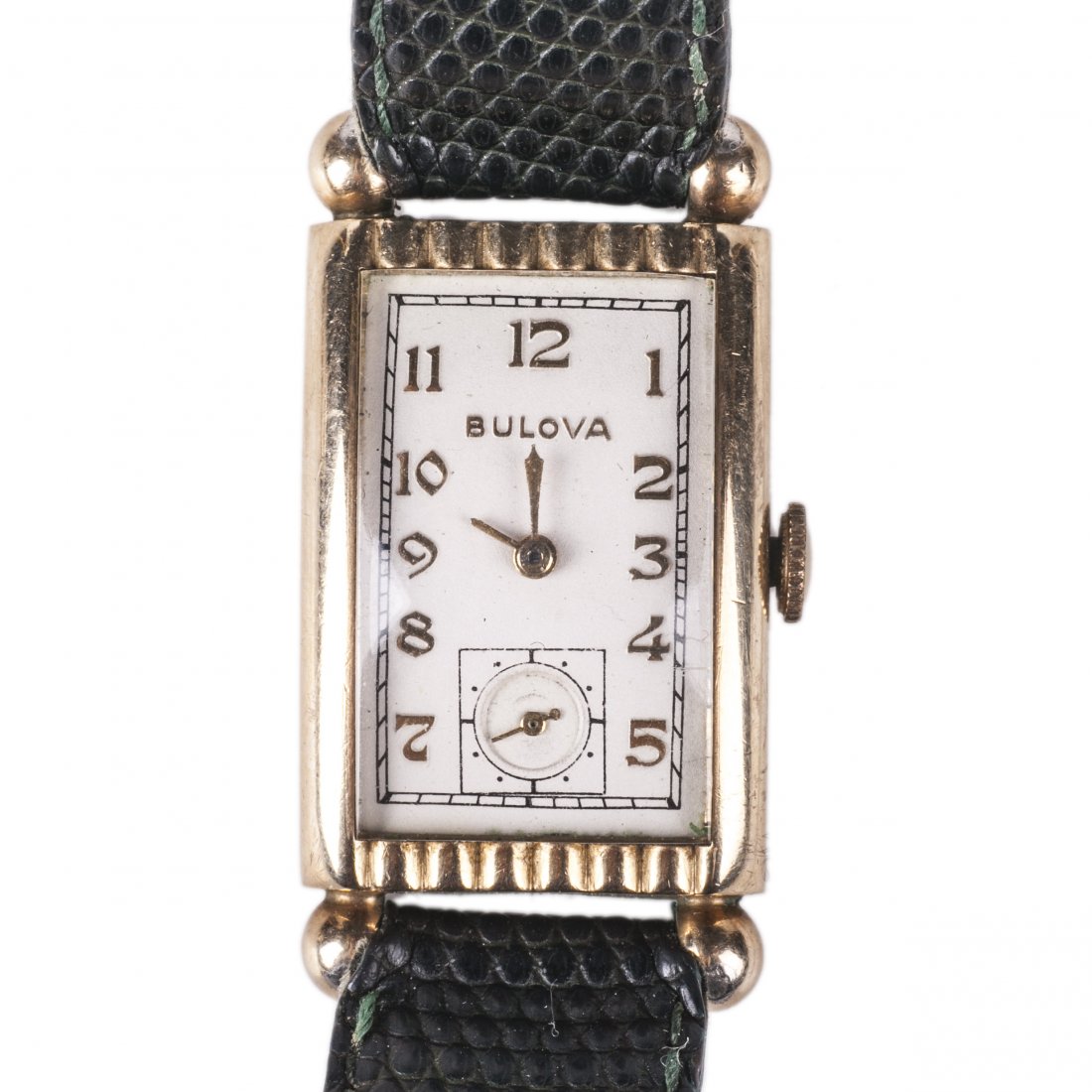 Bulova 14K gold filled rectangular men's wristwatch — image 1