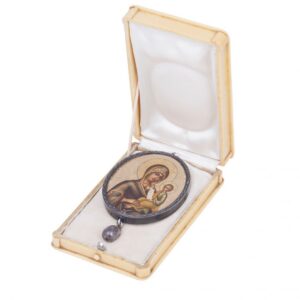 K. Faberge fine painted Icon of Mother of God — image 1