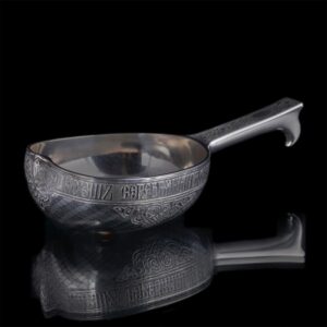 Russian silver and niello kovsh with a proverb — image 2