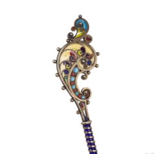 Russian silver plique-a-jour spoon — image 4