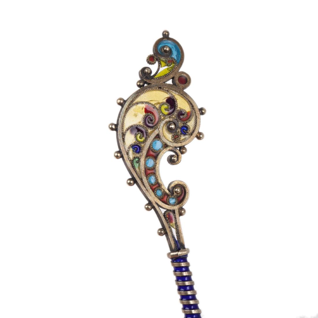 Russian silver plique-a-jour spoon — image 4