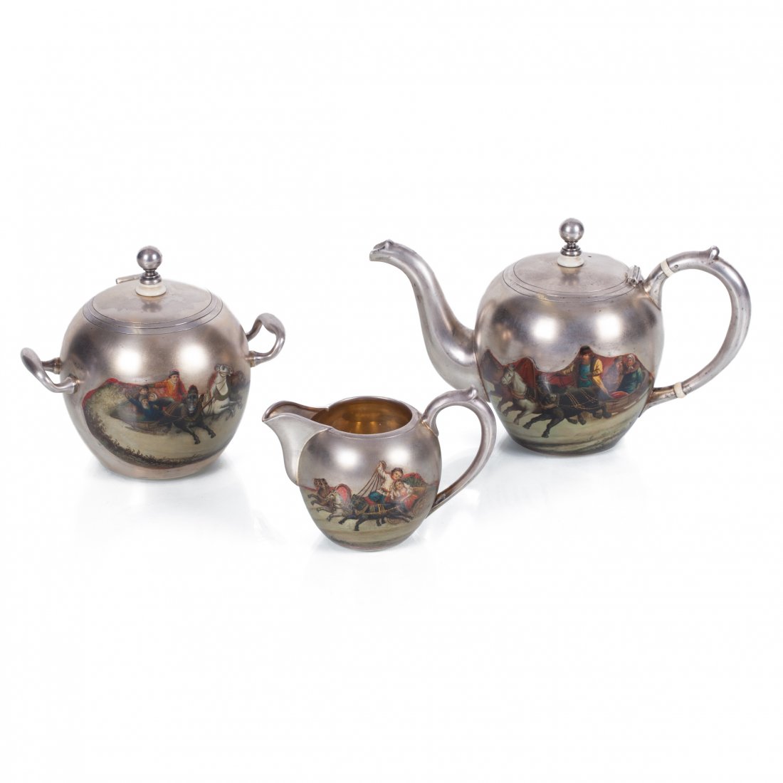 Russian silver tea set. Makers mark of Nikolay — image 1