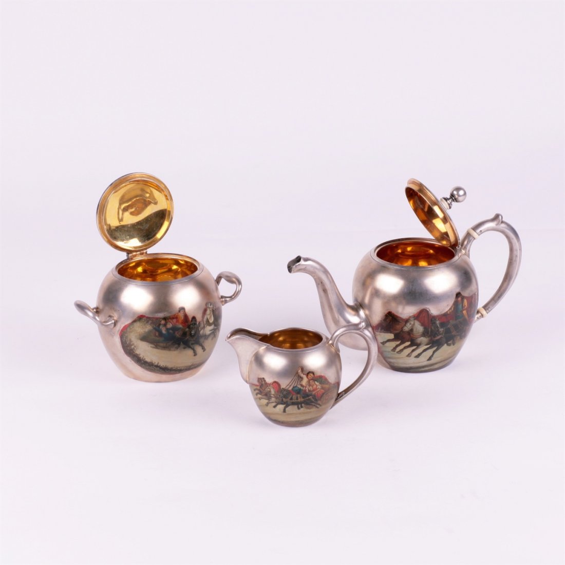 Russian silver tea set. Makers mark of Nikolay — image 2